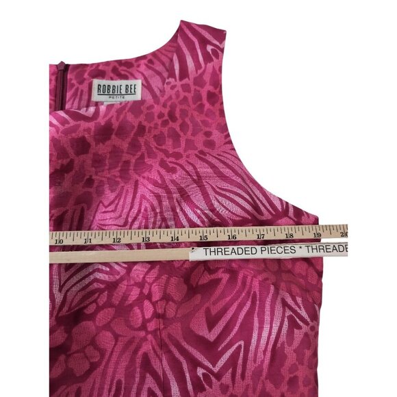 Robbie Bee Silk Shift Dress Womens‎ 14 Petite Pink Animal Print Sleeveless - Picture 9 of 10